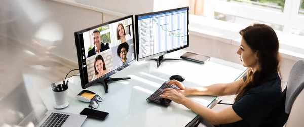 Online Video Conference Learning Call Werk Vanuit Huis — Stockfoto