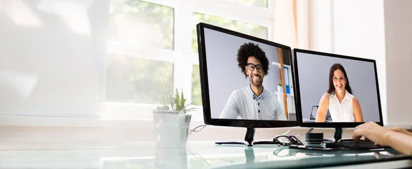 Online Video Conference Learning Call Arbete Hemifrån — Stockfoto