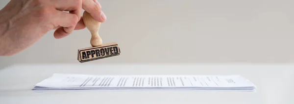 Work Permit Document Record Approved Stamper — Stock Photo, Image