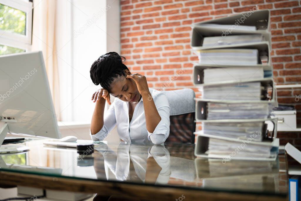 African American Business Woman Tired And Stressed