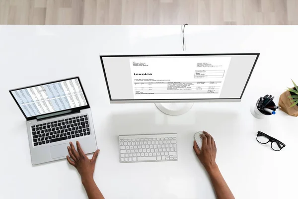Gestione Elettronica Delle Fatture Online Computer Desktop — Foto Stock