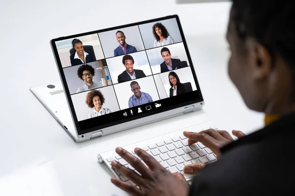 Video Conferenza Online Intervista Call Call Meeting — Foto Stock