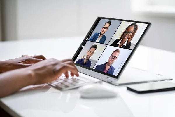 Travail Par Vidéoconférence Ligne Appel Webinaire — Photo