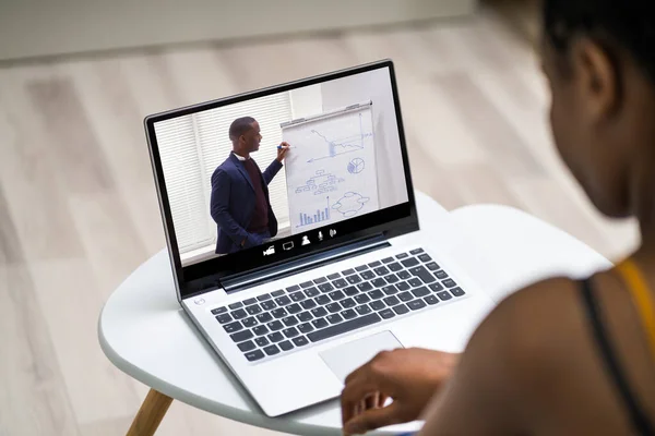 Formazione Online Videoconferenze Virtuali Sul Computer Portatile — Foto Stock