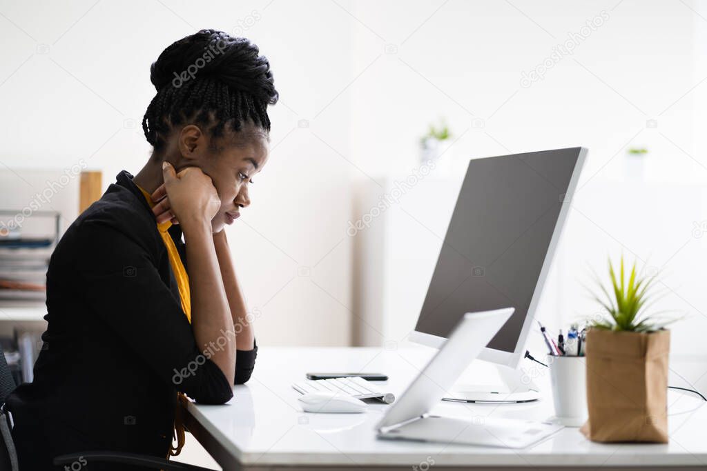 African Business Woman Tired And Upset With Head Ache