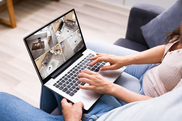 Cctv Beveiligingscamera Bewaking Beelden Laptop — Stockfoto