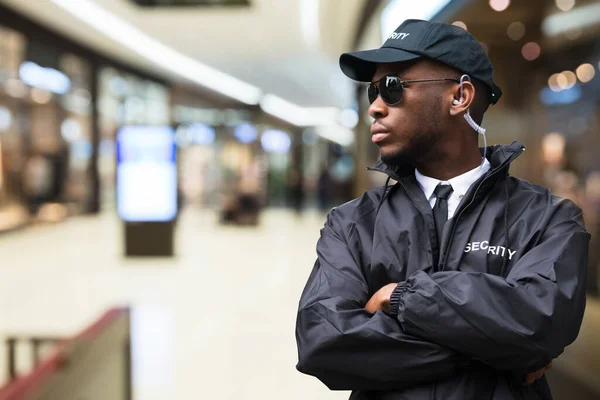 Security Guard Officer Standing Shopping Mall — Stock Photo, Image