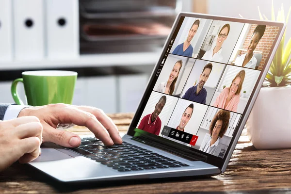 Online Video Conference Web Call Videoconferência Negócios — Fotografia de Stock