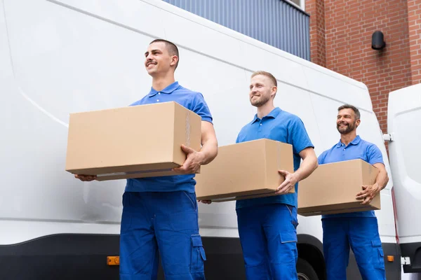 Camión Mudanzas Carga Van Cajas Transporte Casa Móvil —  Fotos de Stock