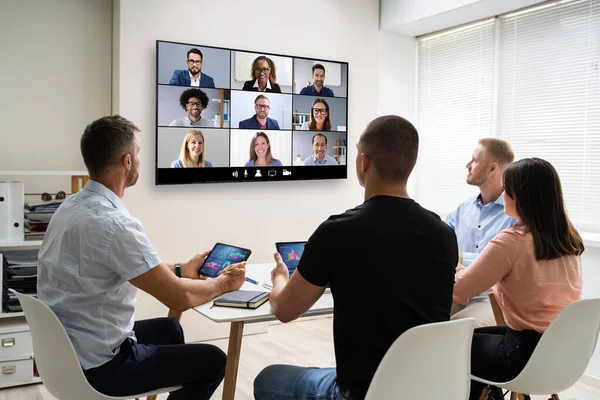 Online Videokonferenz Schulung Geschäftstreffen Büro — Stockfoto