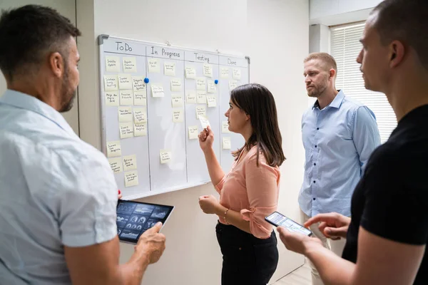 Kanban White Board Task Plan Scrum Business Management — Stockfoto