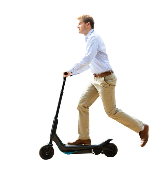 Electric Scooter Businessman Driving Riding — Stock Photo, Image