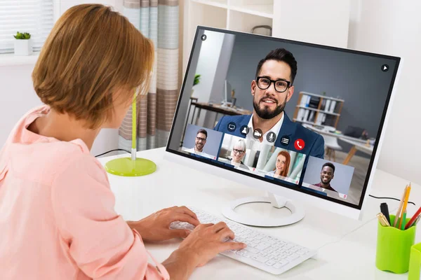 Online Video Conference Web Call Business Videoconferencing — Stock Photo, Image