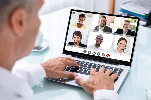 Video Conferencing Business Chat Businessman Conference Webinar — Stock Photo, Image