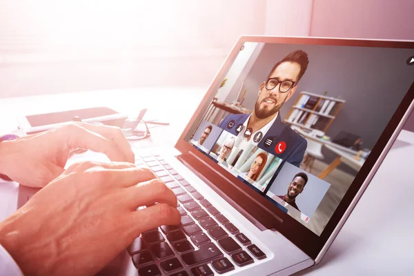 Videollamada Línea Trabajo Desde Casa Reunión — Foto de Stock