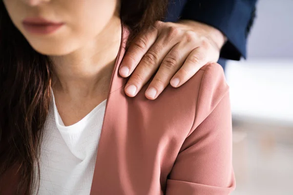 Molestie Sessuali Sul Posto Lavoro Toccare Donna Lavoro — Foto Stock