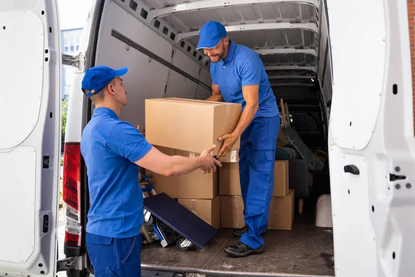 Home Moving Services Movers Loading Van Truck — Stock fotografie