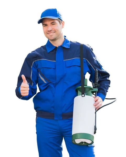 Pest Control Exterminator Man Worker Isolated White — Stock Photo, Image