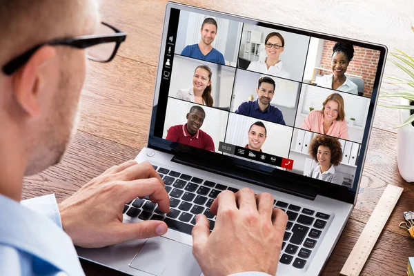 Online Video Conference Web Call Business Videoconferencing — Stock Photo, Image