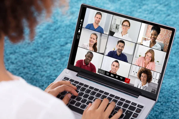 Video Conferencing Business Meeting Chat Webinar Elearning Videoconferência — Fotografia de Stock