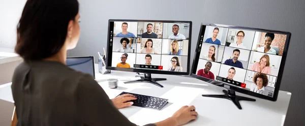 Videokonferens Ring Affärsmöte Datorn — Stockfoto