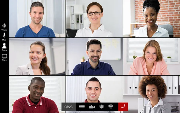 Online Video Conference Meeting Group Call Screen — Stock Photo, Image