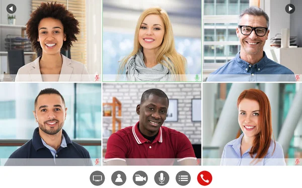 Online Video Conference Meeting Group Call Screen — Stockfoto