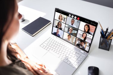 Çevrimiçi Video Konferansı Webinar Call. İş Toplantısı