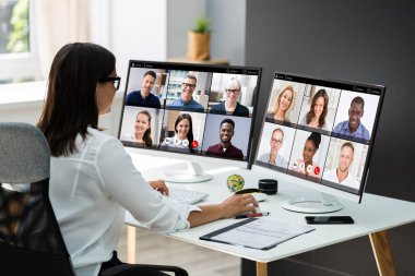 Webinar Toplantısı Video Konferansı. Çoklu Ekranda Çevrimiçi İzleme