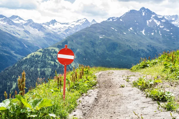 Stop Teken Wandelpad Mountainbikeroute Gesloten — Stockfoto