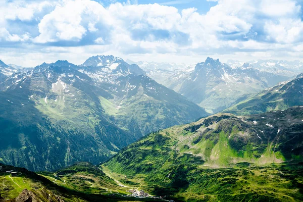 Alpes Montanhas Alpine Austria Montanha Com Nuvens — Fotografia de Stock