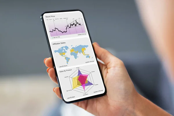 Mobile Phone Smartphone Analytics Graph Kpi — Stock Photo, Image