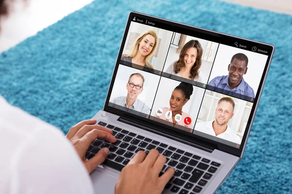 Videoconferentie Business Meeting Chat Videoconferentie Elearning Webinar — Stockfoto