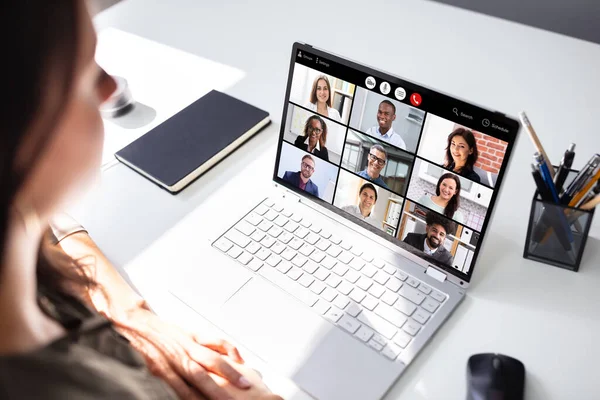 Online Videokonferencia Webinar Call Üzleti Találkozó — Stock Fotó