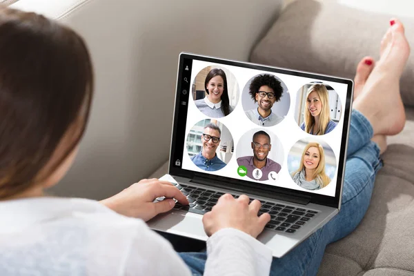 Video Conference Business Meeting Tablet Webinar Videoconference — Stock Photo, Image