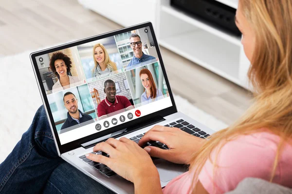 Video Conferencing Business Meeting Chat Webinar Elearning Videoconferência — Fotografia de Stock