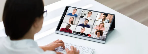 Videoconferentie Elearning Webinar Call Online Interview — Stockfoto