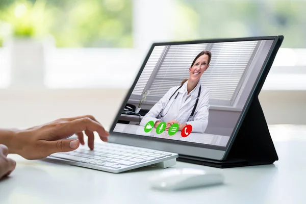 Online Doctor Video Konferencia Egészségügyi Segélyhívás — Stock Fotó