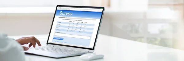 Online Feedback Business Survey Form Στον Υπολογιστή — Φωτογραφία Αρχείου