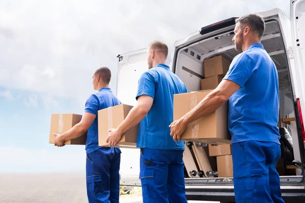 Truck Movers Loading Van Carrying Boxes Moving House — Stock fotografie