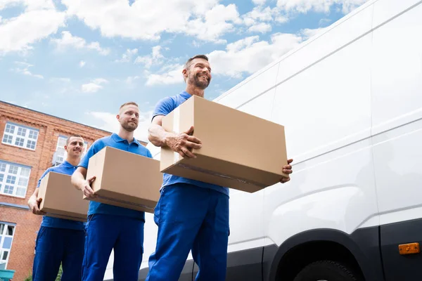 Truck Movers Loading Van Carrying Boxes Moving House — Stock fotografie