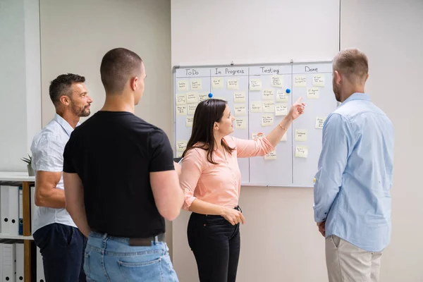 Kanban White Board Task Plan Gestione Aziendale Scrum — Foto Stock