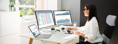 Bilgisayar üzerinde Hesap Tablosu İş Verileri ile Çalışan Analist