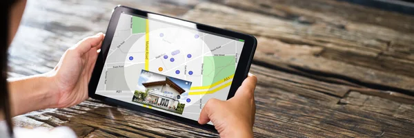 Vyhledávání Nemovitostí Online Mapa Domu — Stock fotografie