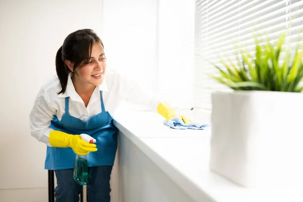 Professionell Städfirma Rumsstädare Och Hushållerska — Stockfoto