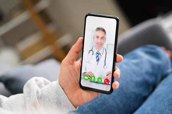 Telemedicine Video Call Doctor Smartphone — Stock Photo, Image