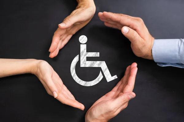 Icona Disabili Traumatismo Disabilità Dei Lavoratori Mani Protettive — Foto Stock