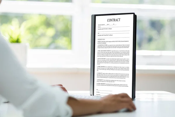 Employee Job Application Contract Computer Banking Finance — Stock Photo, Image