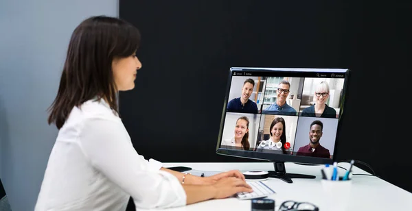 Videoconferencia Webinar Call Reunión Trabajo Línea — Foto de Stock