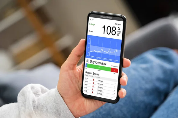 Continuous Glucose Monitor Blood Sugar Test App — Stock Photo, Image